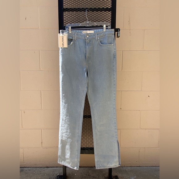 NWT GRLFRND The Harlow Coated High Rise Boot With Slit Lite Wash - Picture 3 of 16